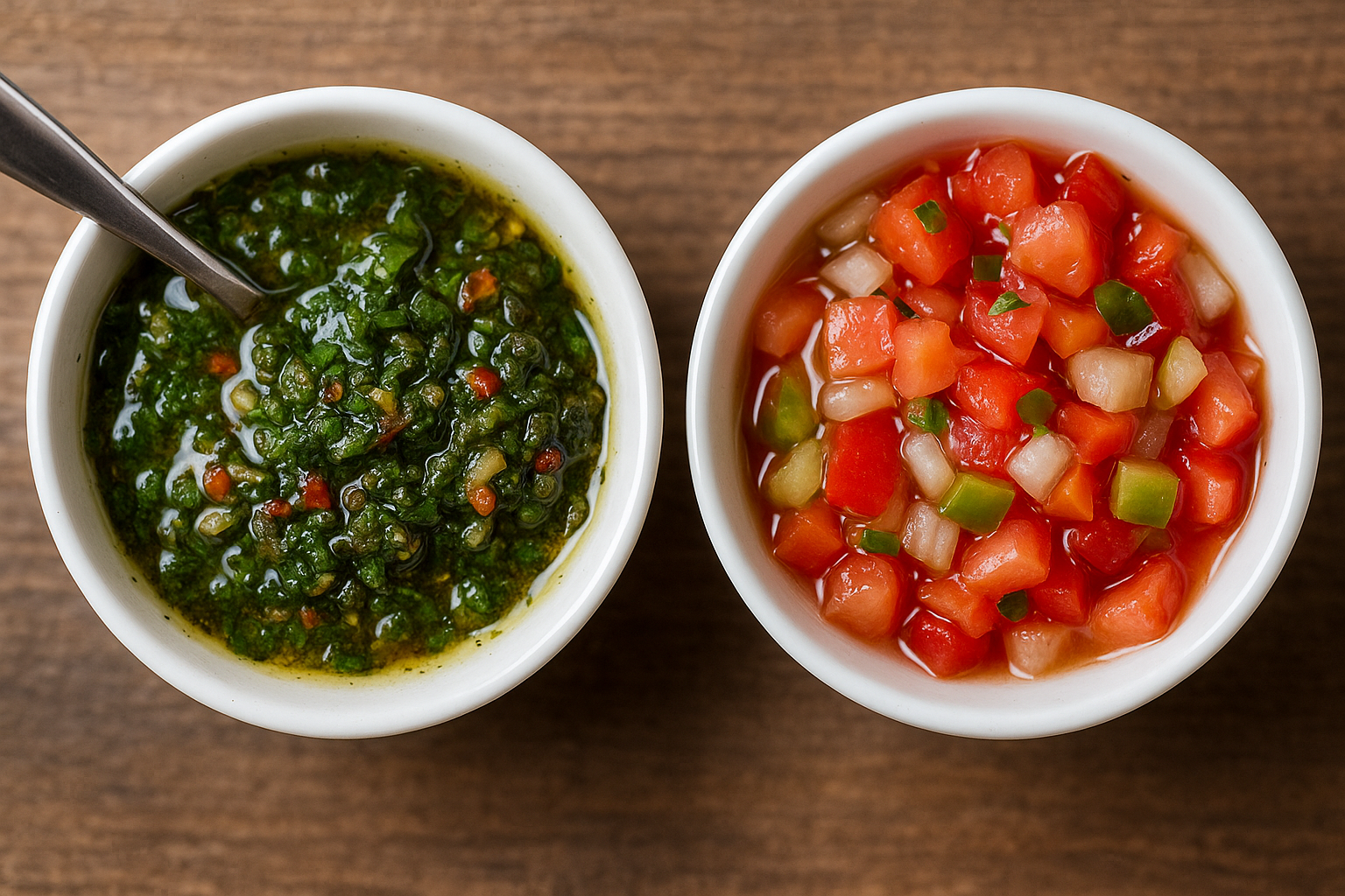 salsa criolla and chimichurri